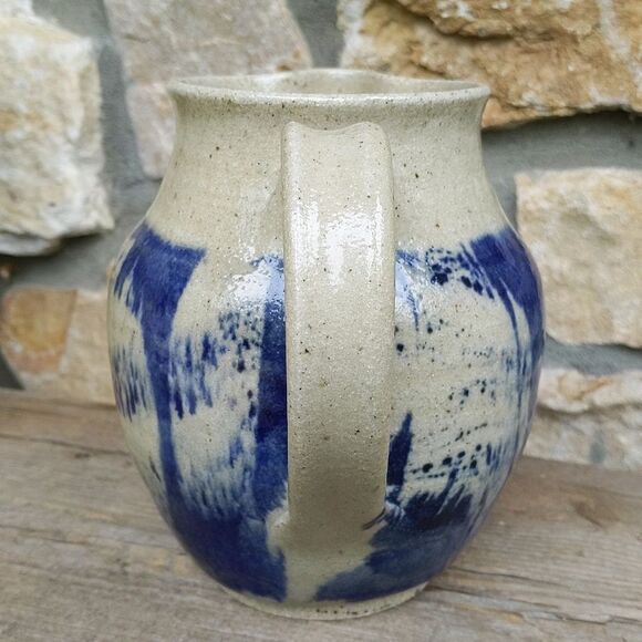 Pottery pitcher blue handcrafted - Picture 2 of 9